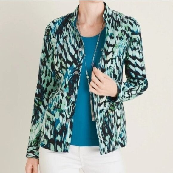 Chico's Jackets & Blazers - NWOT Chico's Reversible Solid To Printed Linen Jacket